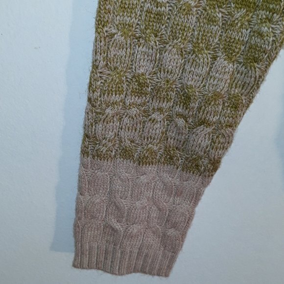 Boxey slouchy cable striped mustard sweater size large - Picture 5 of 8